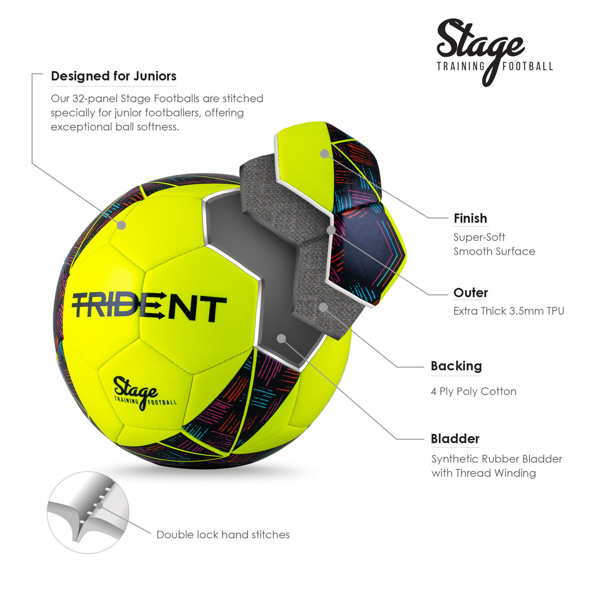 Trident Stage Training Football - Size 3 (Neon/Rubine)