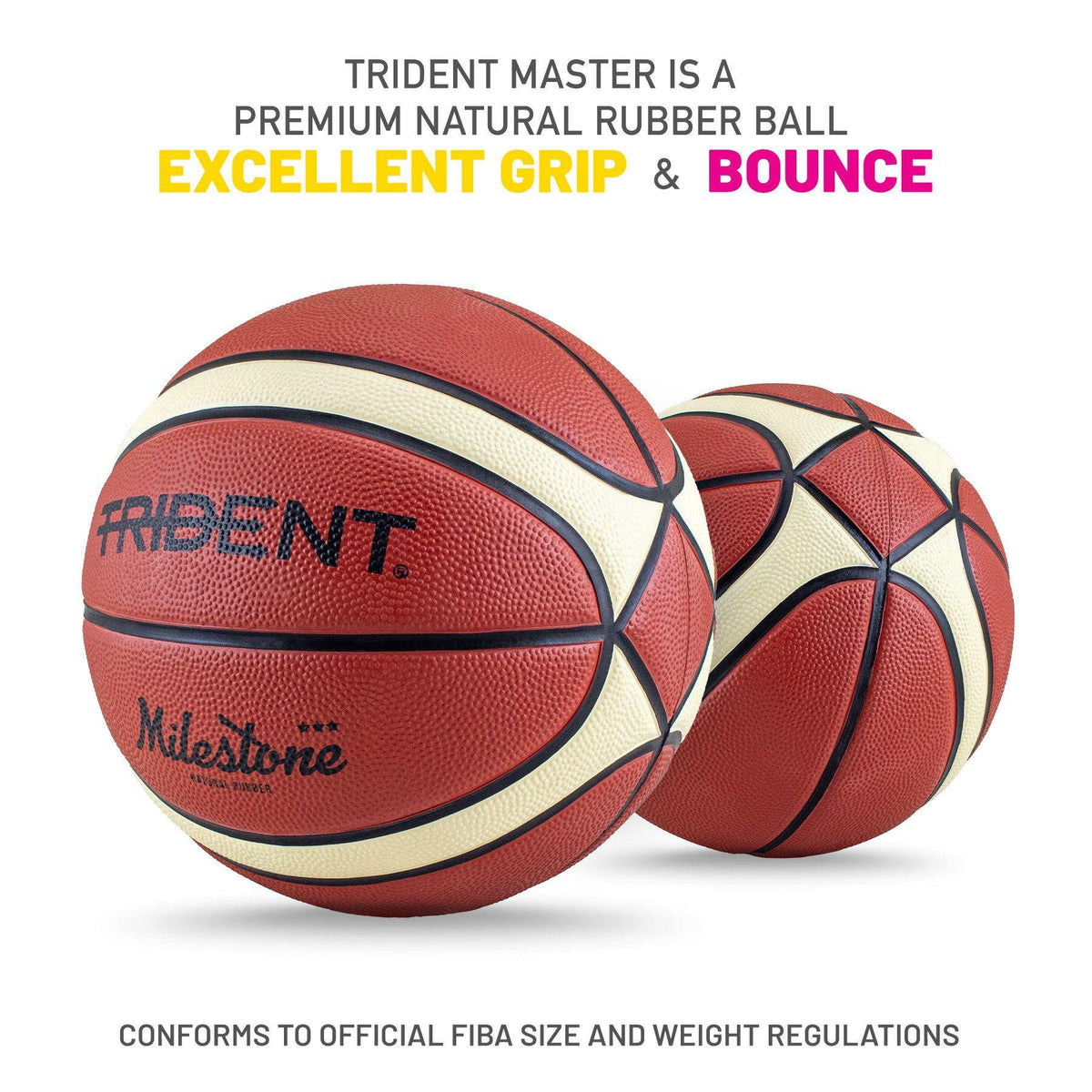 Trident Milestone Rubber Basketball (Size 7, 6, 5)