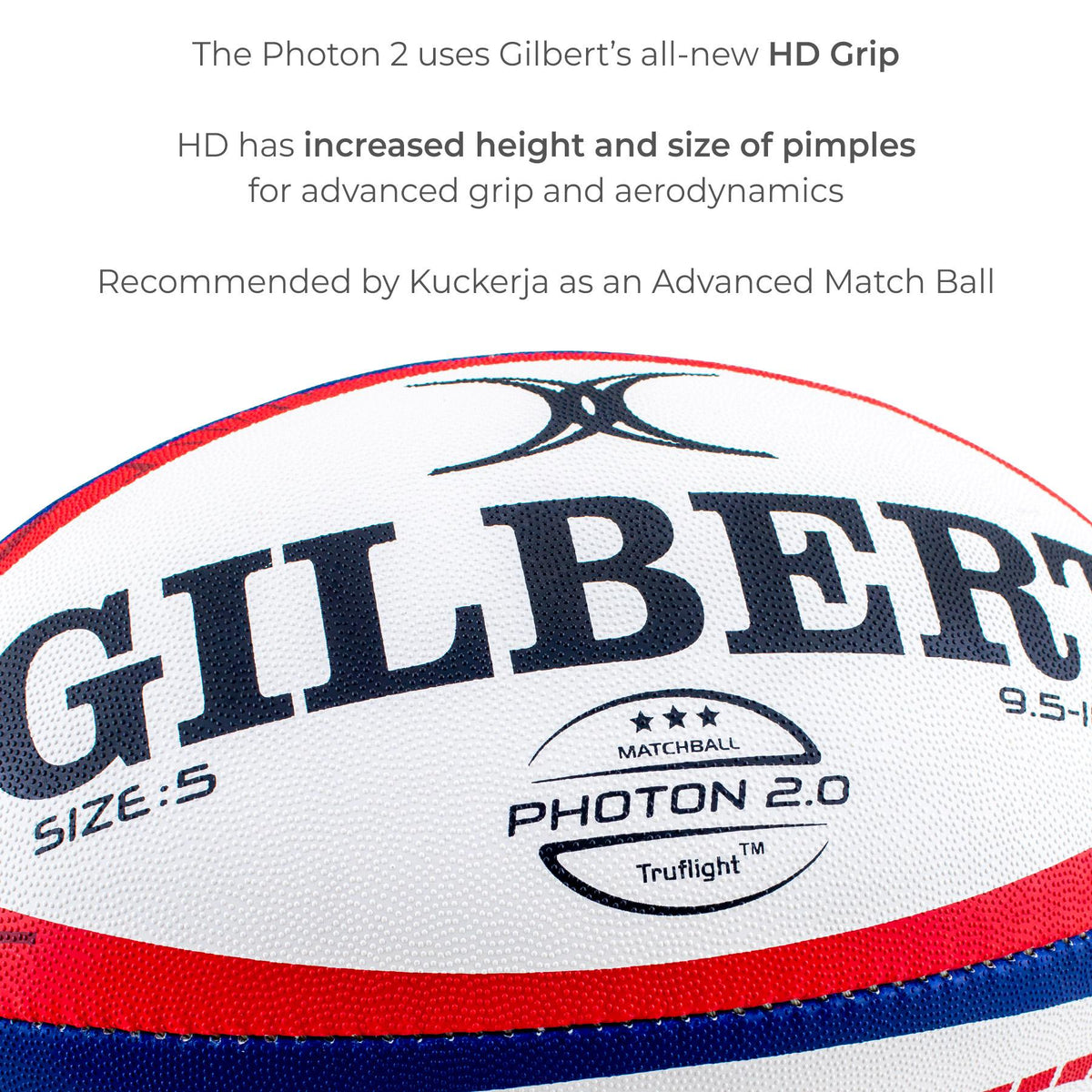 Gilbert Photon 2.0 Match Rugby Ball (Size 5)