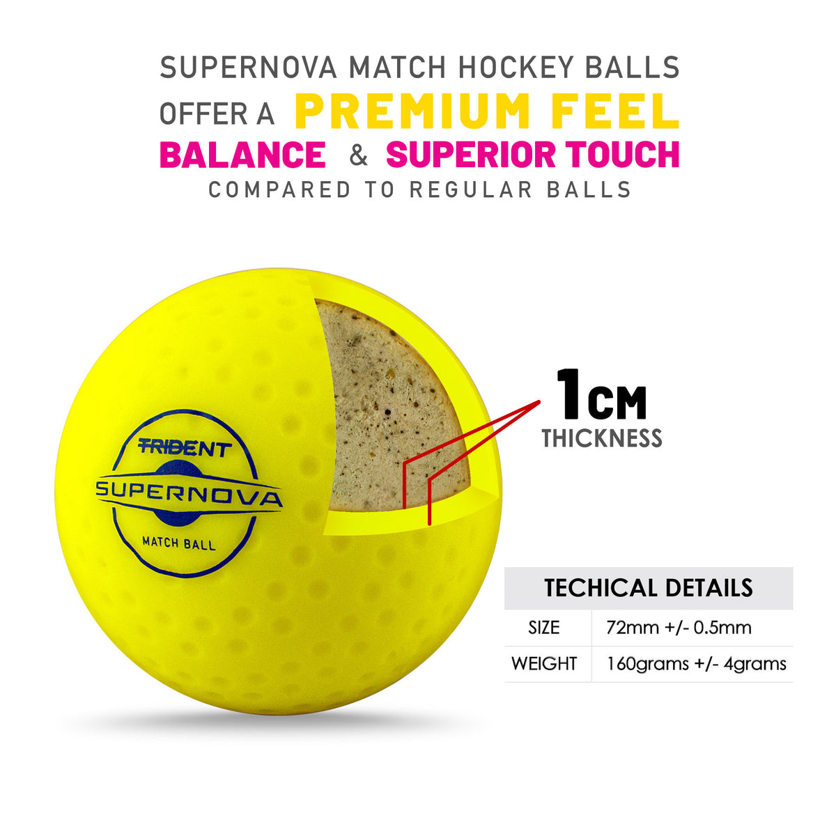 Trident Supernova Hockey Ball - Yellow