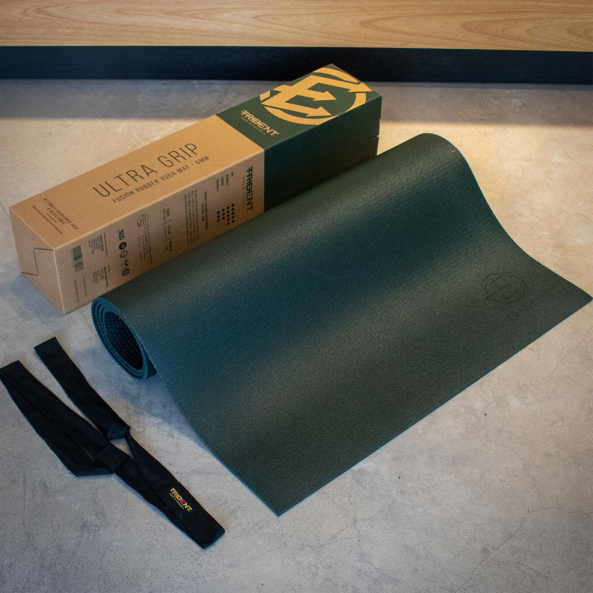 Trident Ultra Grip Fusion Rubber Yoga Mat - 6mm (Forest Green)