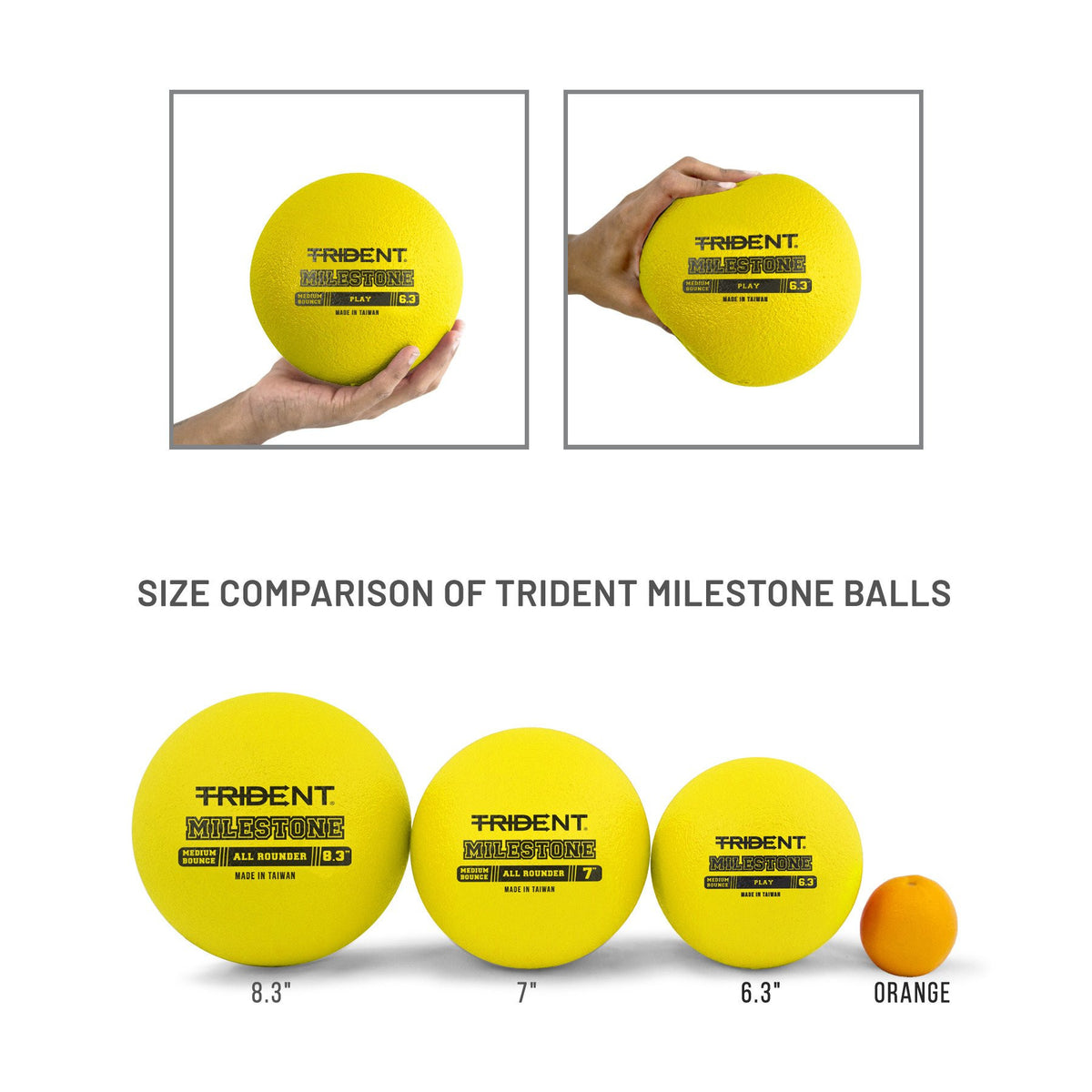 Trident Milestone Play Foam Ball - Yellow (6.3")