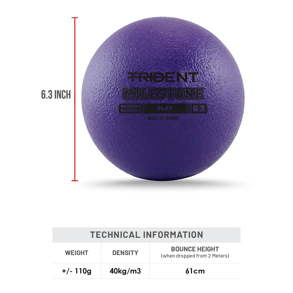Trident Milestone Play Foam Ball – Purple (6.3")