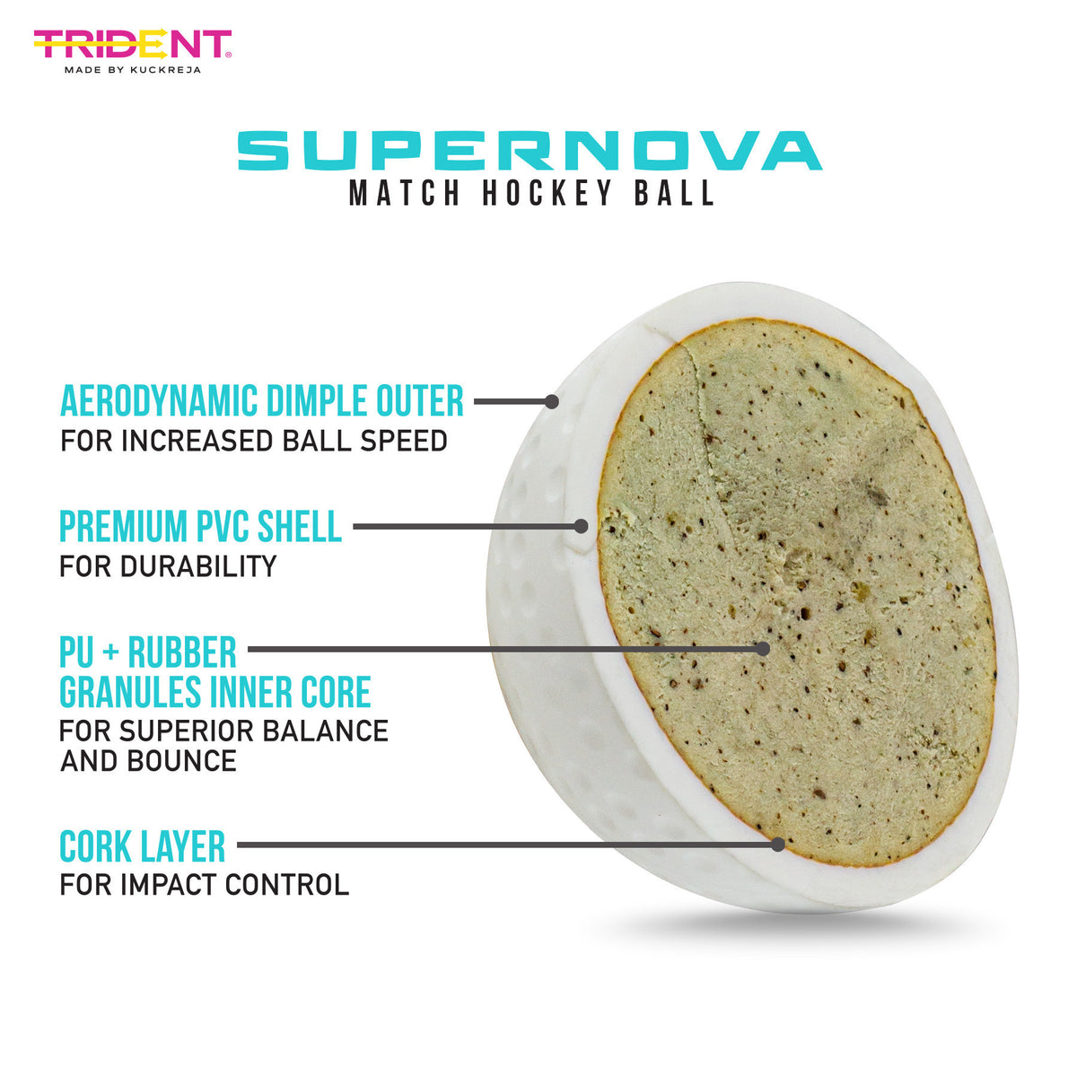 Trident Supernova Hockey Ball - White