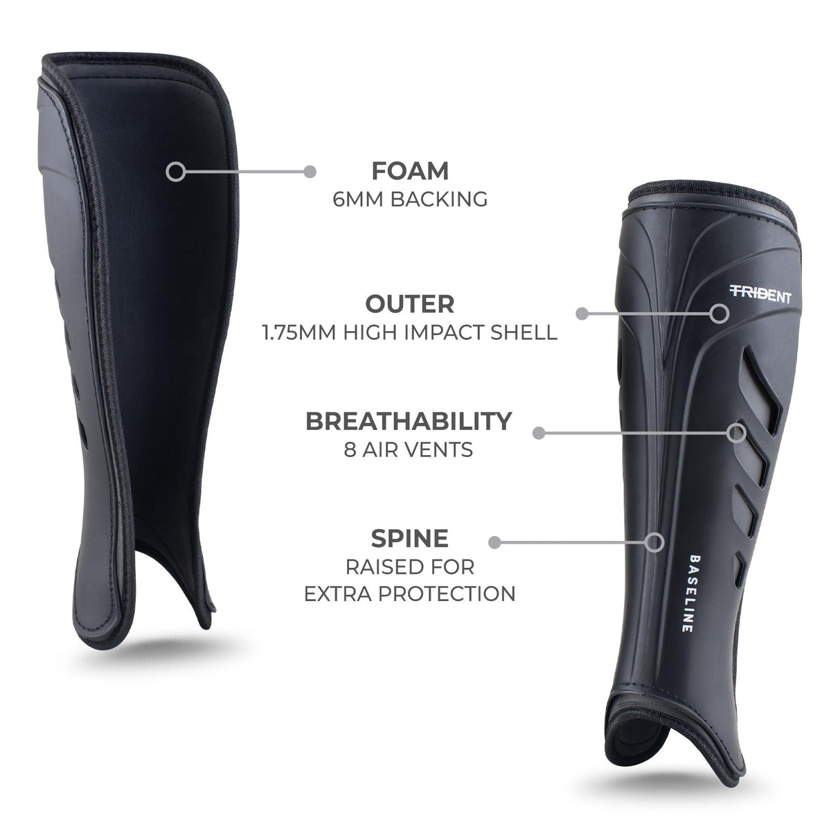 Trident Baseline Hockey Shinguard - Black