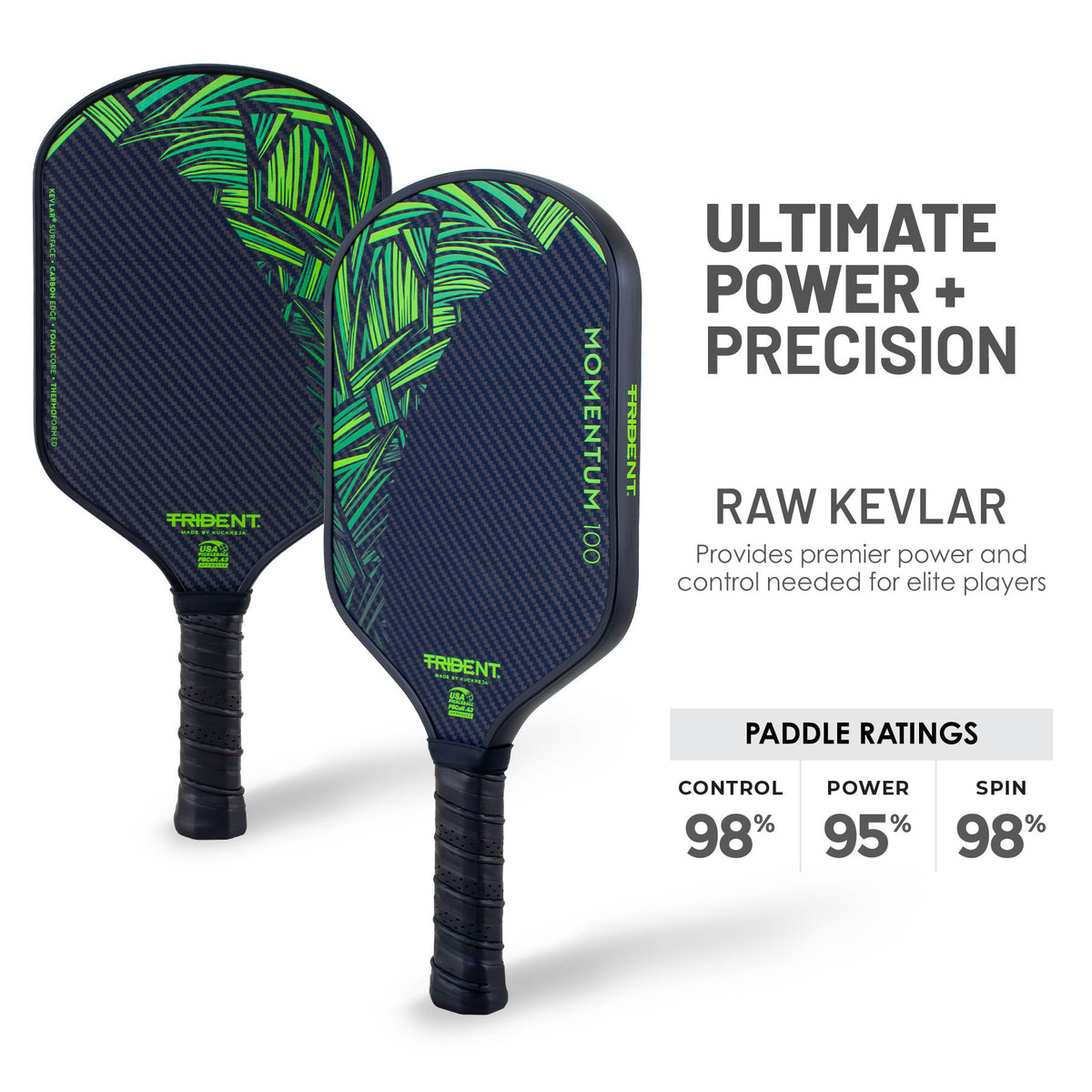 Trident Momentum 100 Pickleball Paddle - Electric Jade (USAP Approved)