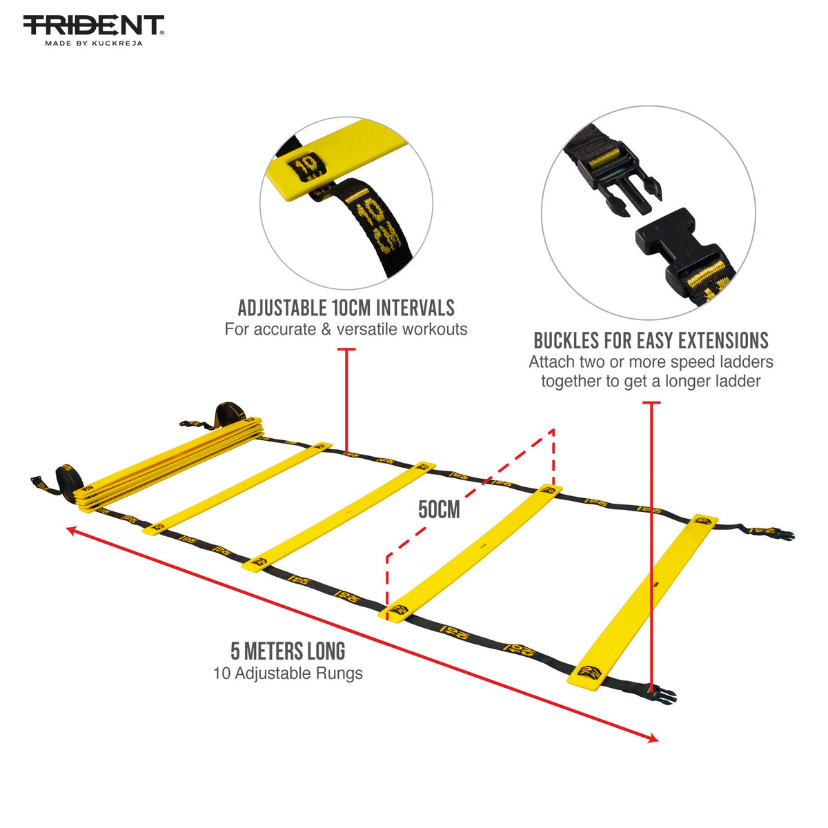 Trident Master Premium Speed Ladder - 5M (Yellow/Black)