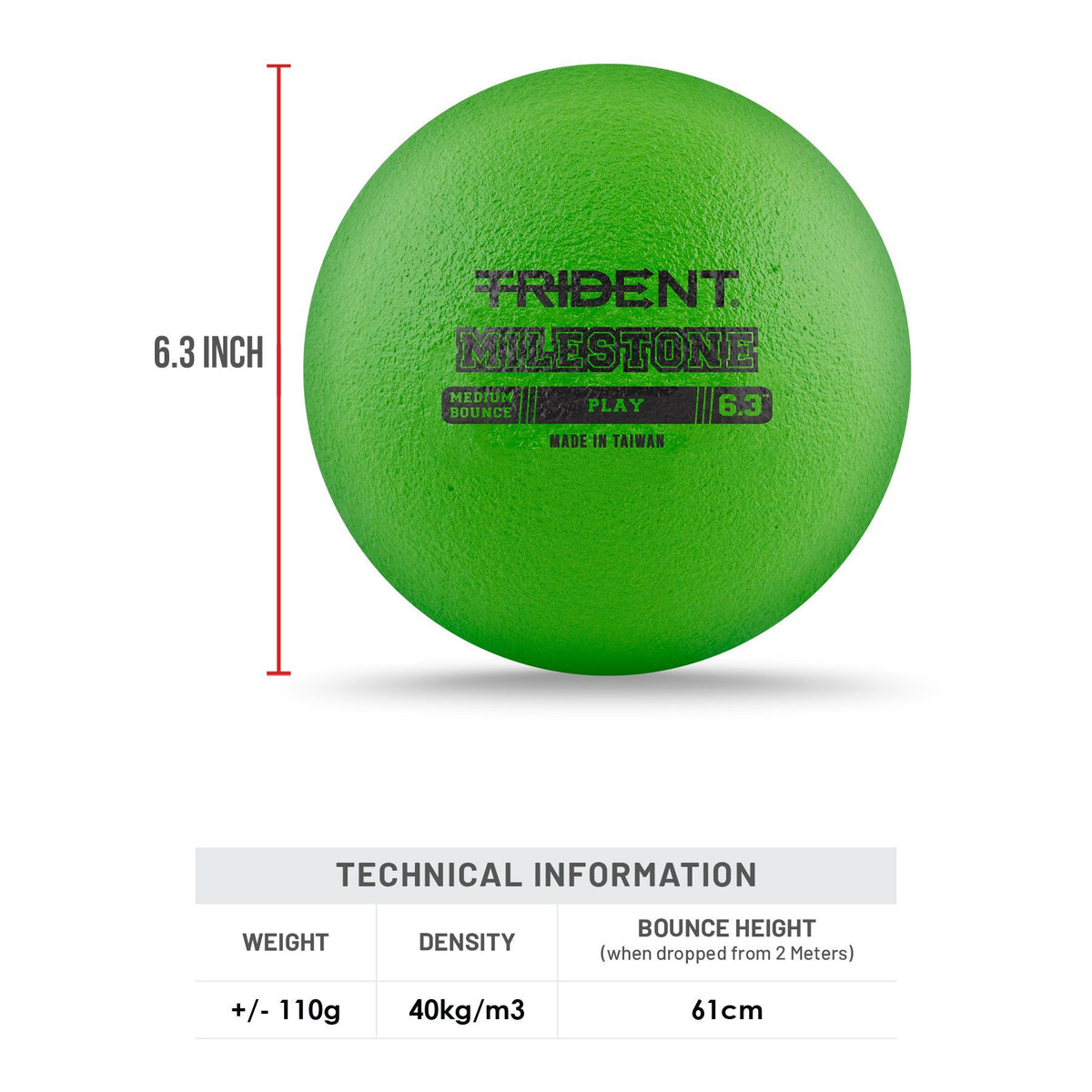 Trident Milestone Play Foam Ball - Green (6.3")