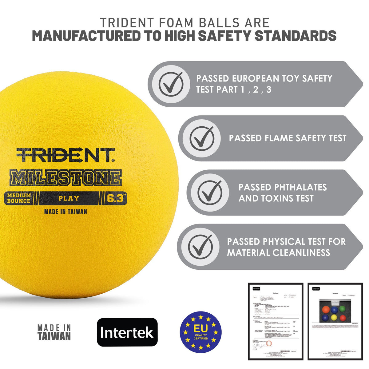 Trident Milestone Play Foam Ball - Yellow (6.3")