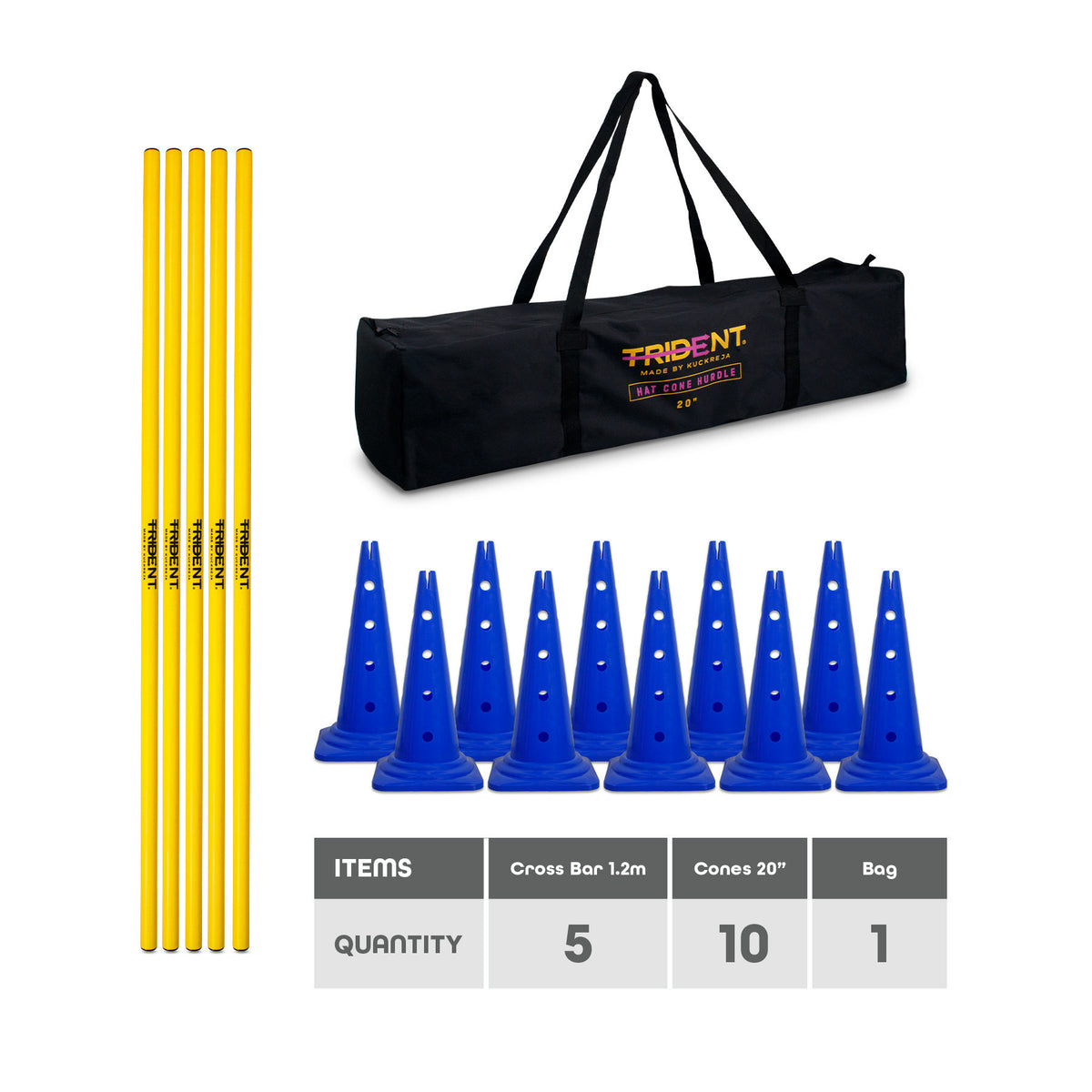Trident Hat Cone Hurdle Set - 20" (Blue)