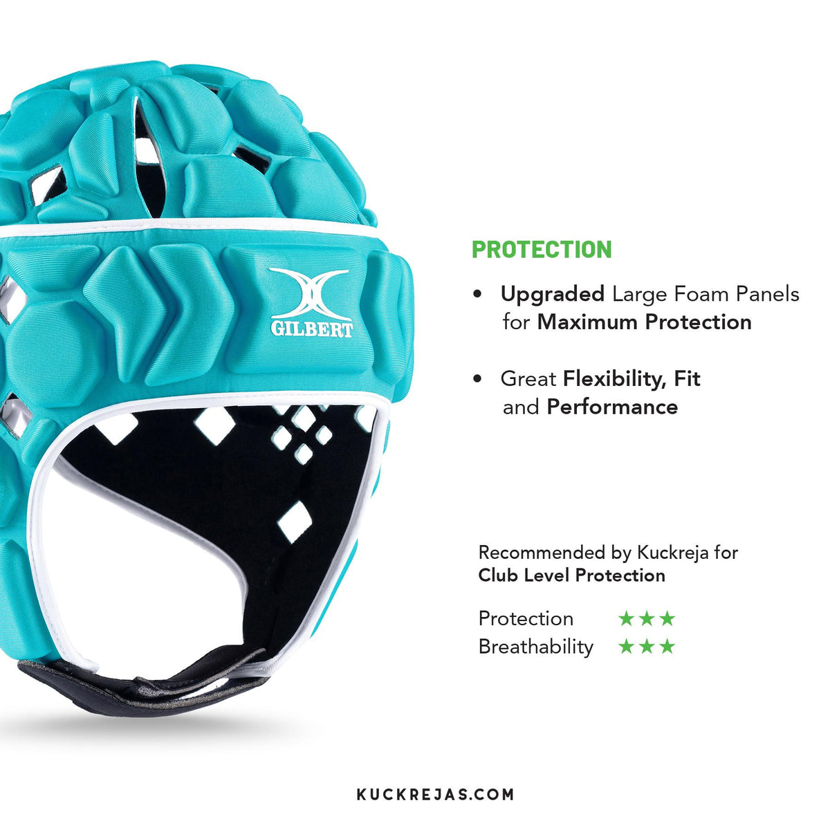 Gilbert Octane Headguard – Aqua/White