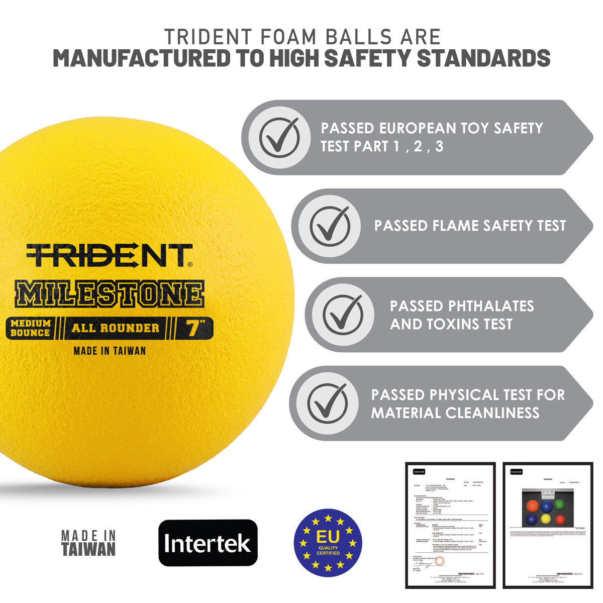 Trident Milestone All Rounder Foam Ball - Yellow (7")