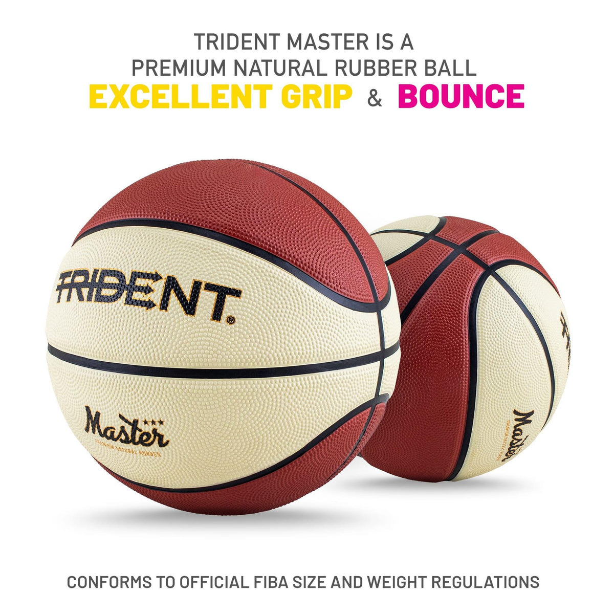 Trident Master Premium Rubber Basketball (Size 7, 6, 5)