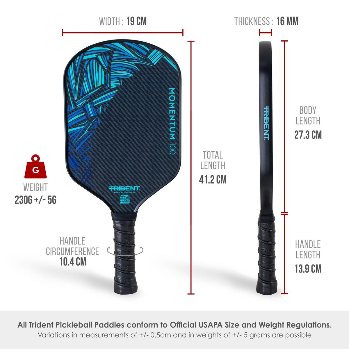 Trident Momentum 100 Pickleball Paddle – Cobalt Blue (USAP Approved)