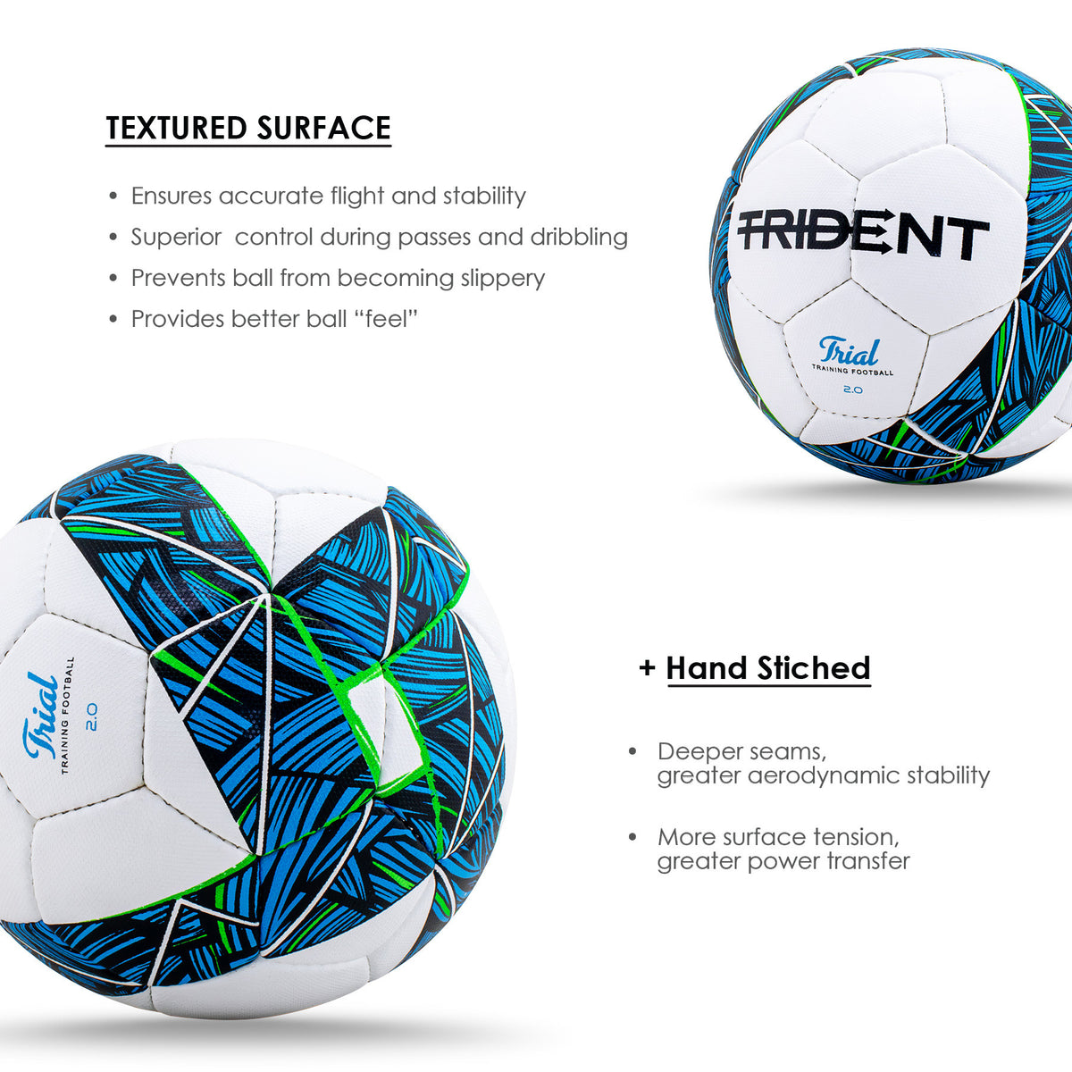 Trident Trial 2.0 Training Football - Size 4 (Chaos Blue)