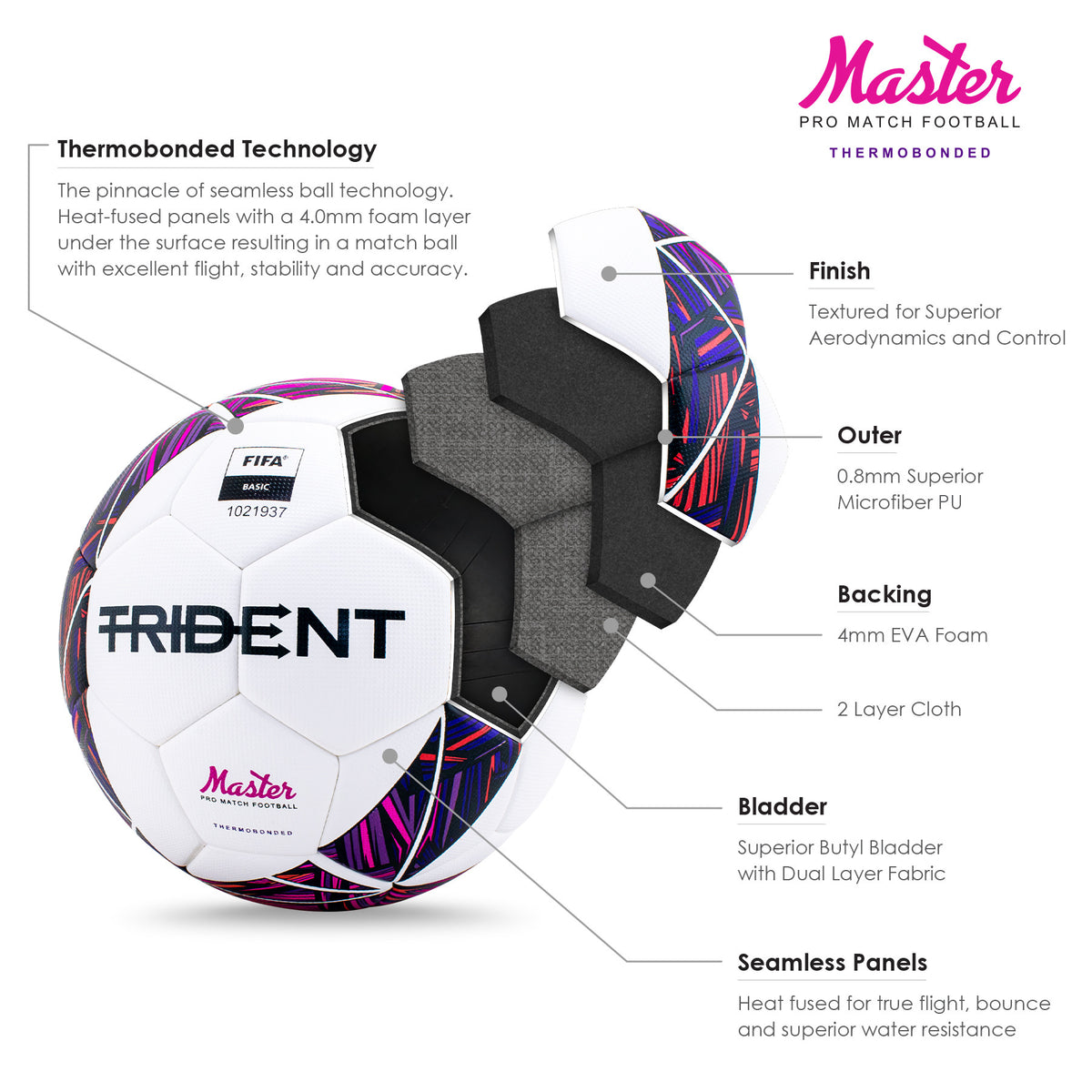 Trident Master TB Pro Football (FIFA Basic) - Magenta