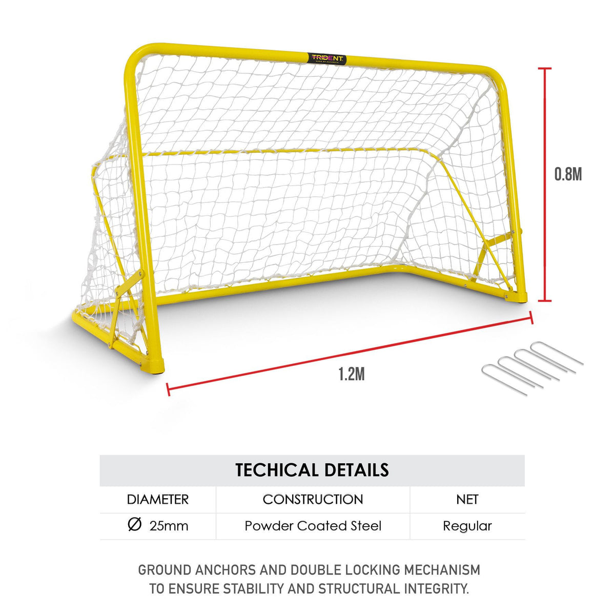 Trident Foldable Steel Mini Goal - 1.2 x 0.8m