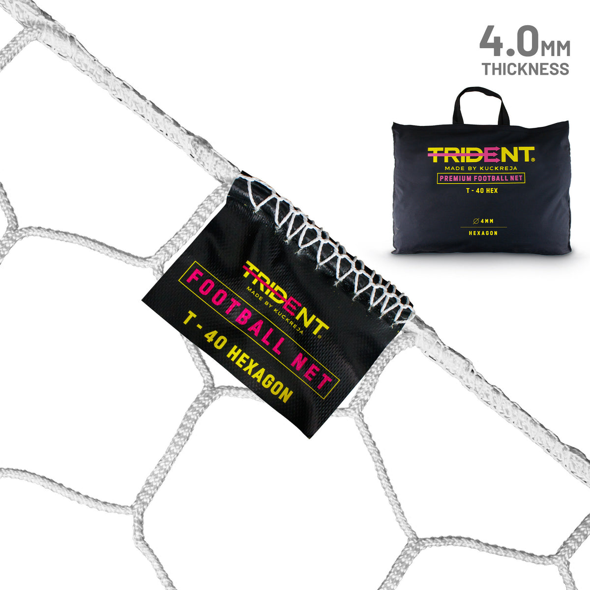 Trident T-40 Hexagon Braided Football Net (White)