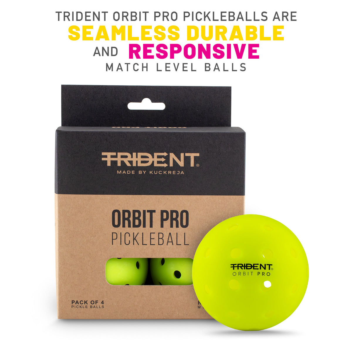 Trident Orbit Pro Pickleball Balls - Neon (Set of 4)