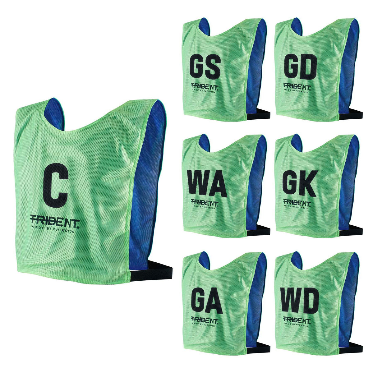 Trident Reversible Netball Bibs Set - Green/Blue (Senior)