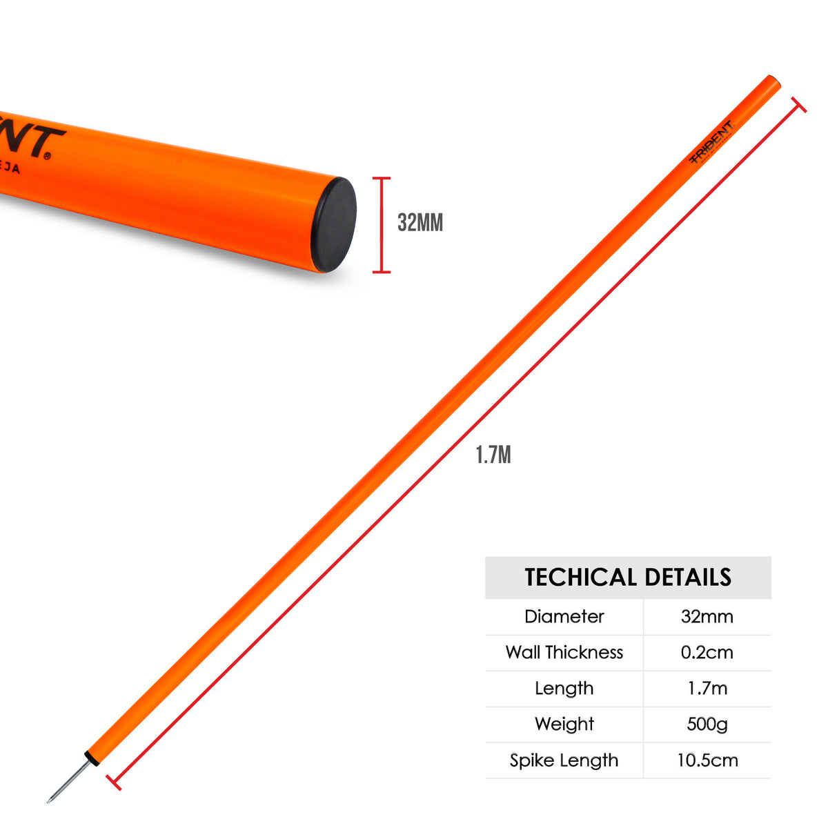 Trident Slalom Pole - Orange
