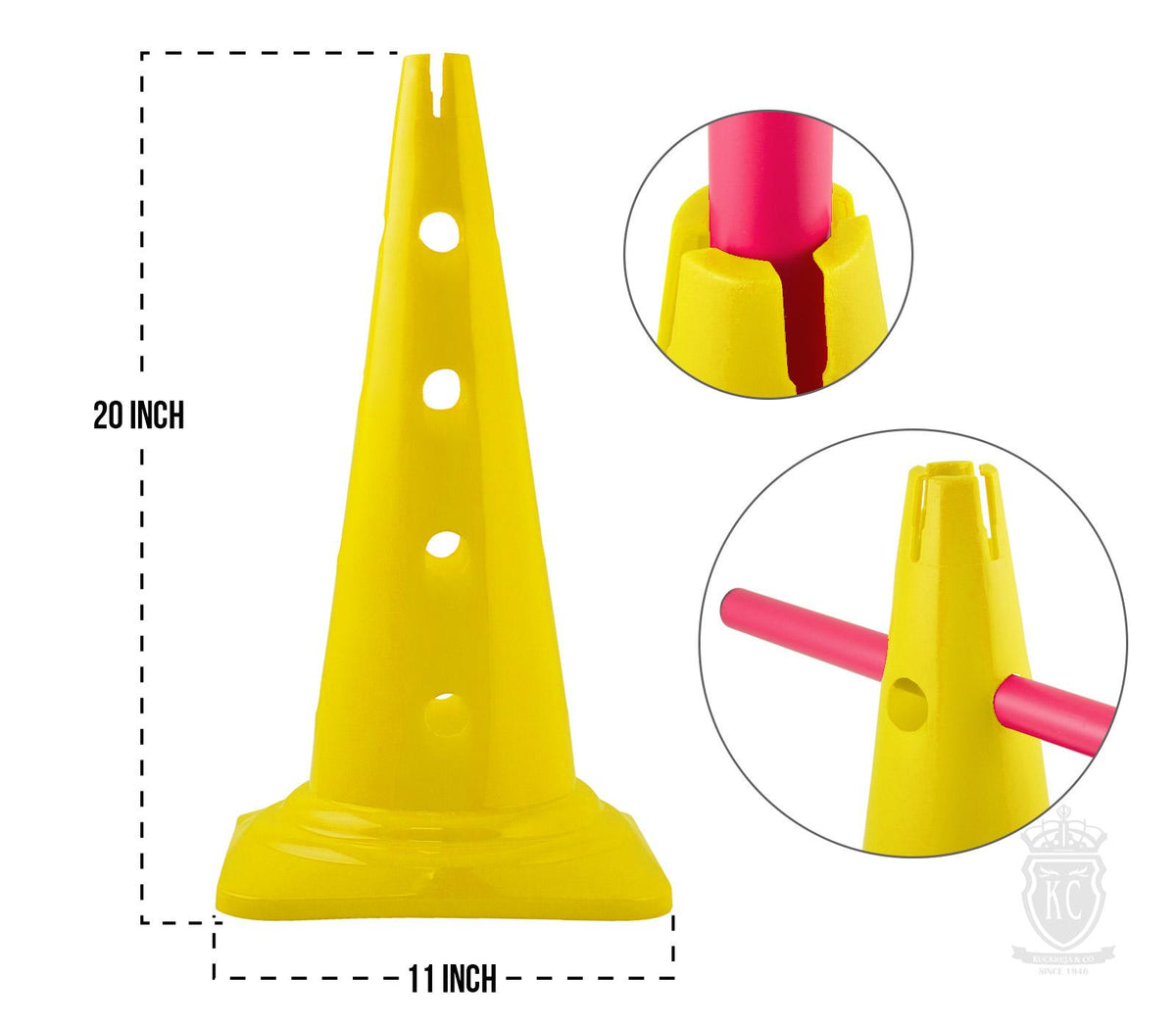 Trident 20" Cone with Holes - Yellow