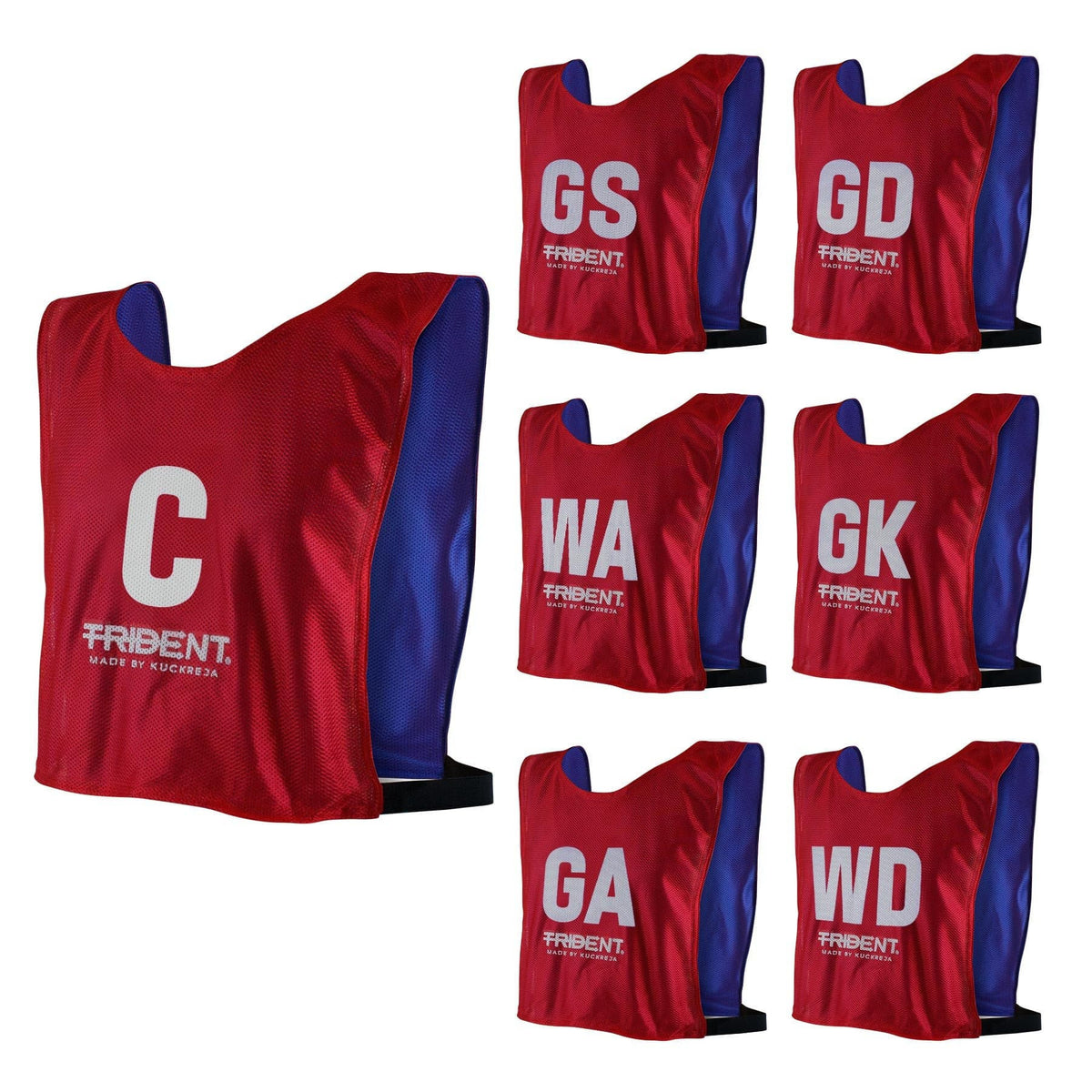 Trident Reversible Netball Bibs Set - Red/Blue (Senior)
