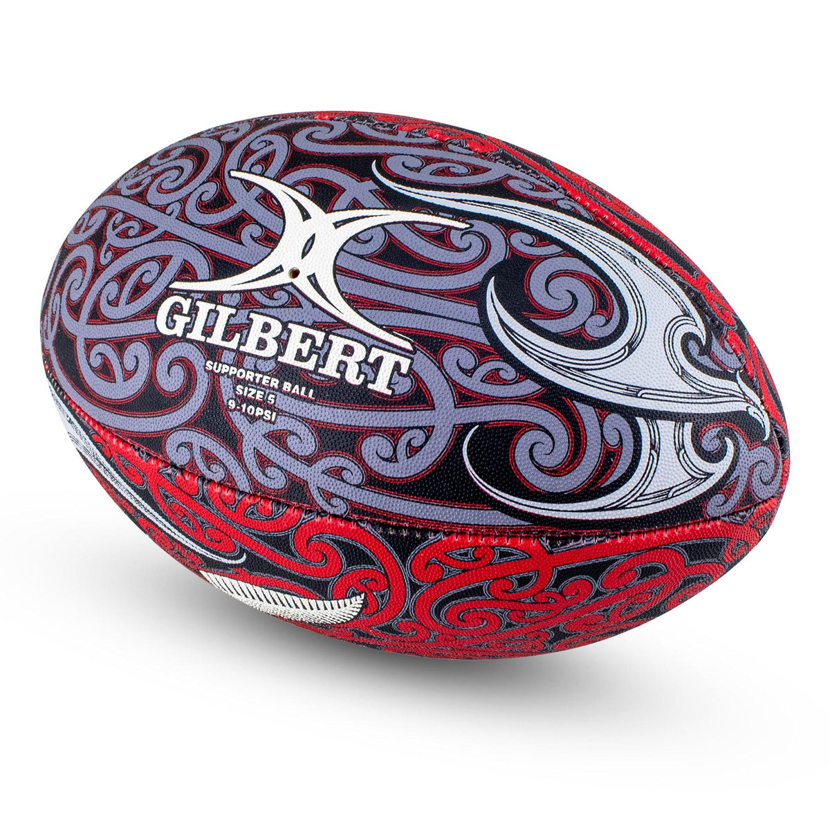 Gilbert All Blacks Māori Supporter Rugby Ball (Size 5)