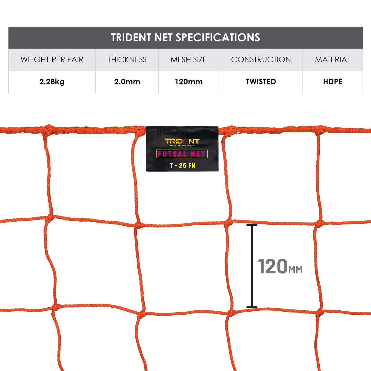 Trident T-25FN Futsal Net (Orange)