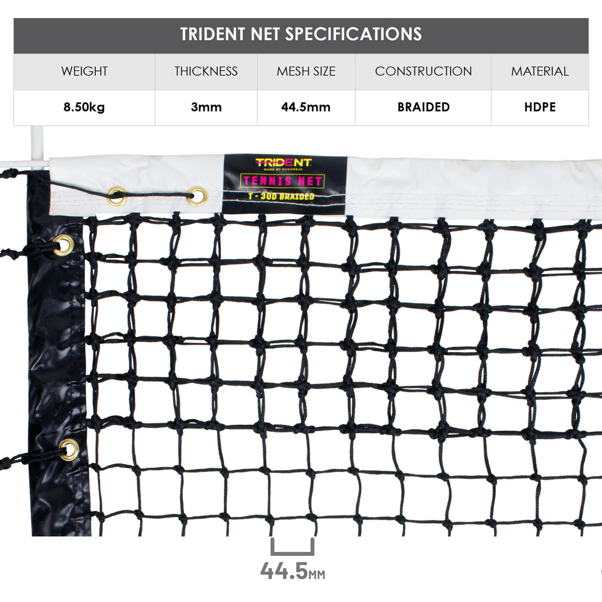 Trident T-30D Braided Tennis Net