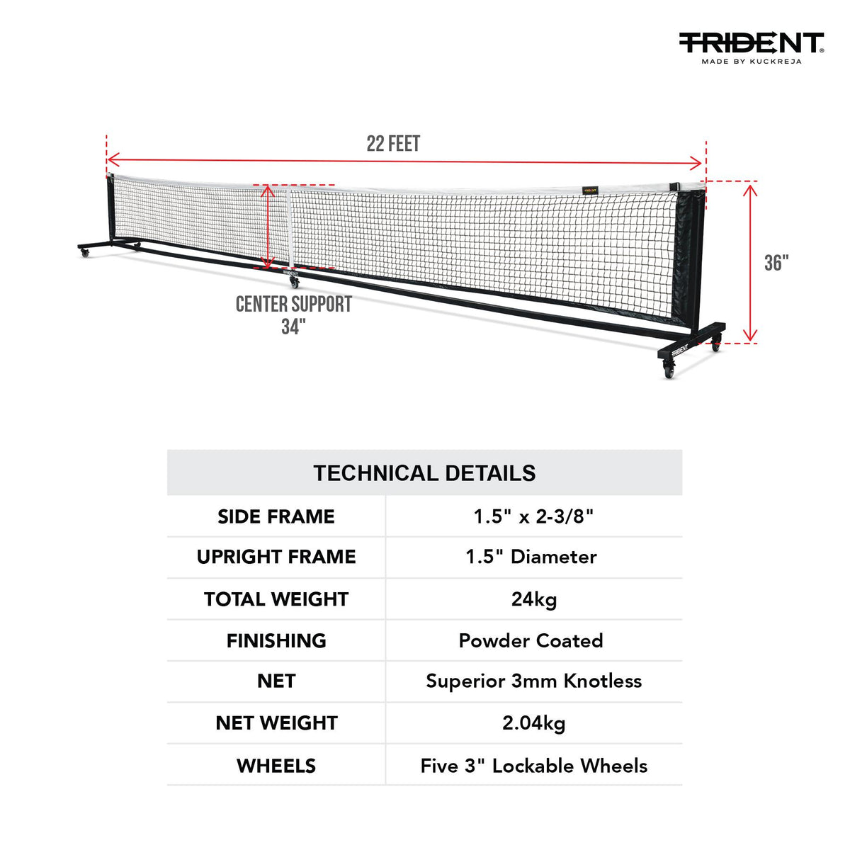 Trident Premium PX Portable Pickleball Net