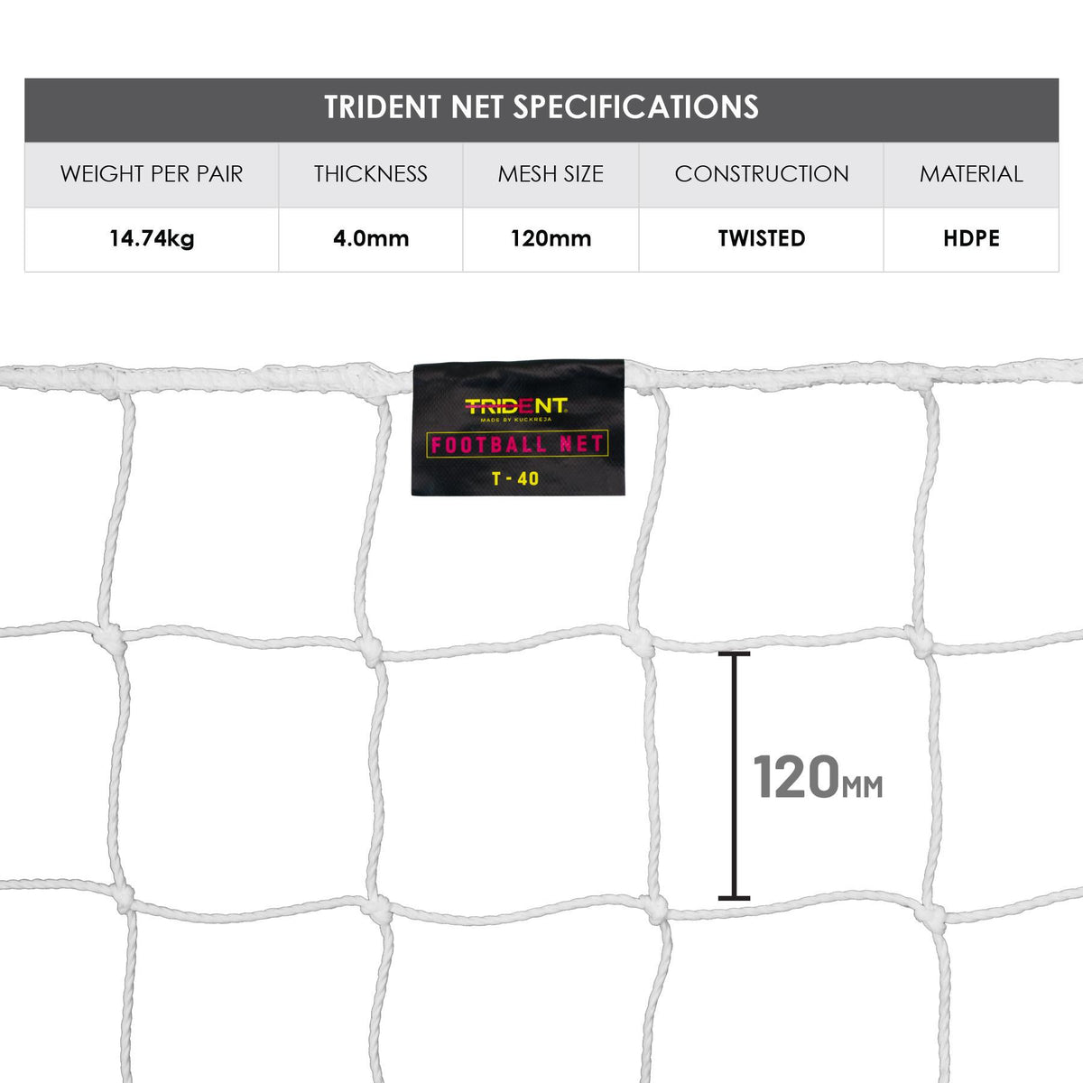 Trident T-40 Football Net (White)