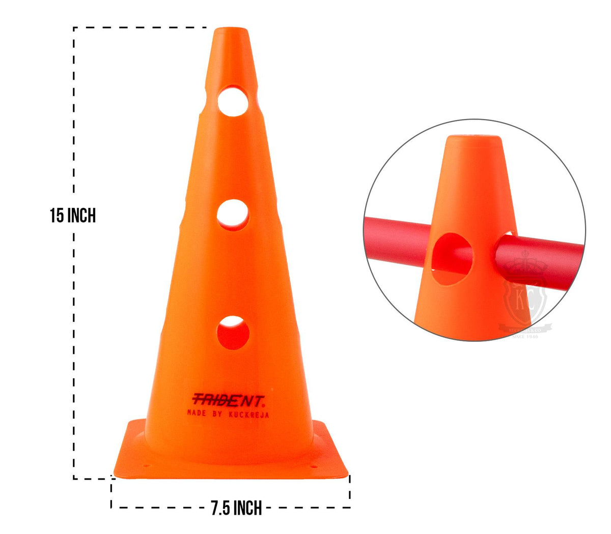 Trident 15" Cone with Holes - Orange