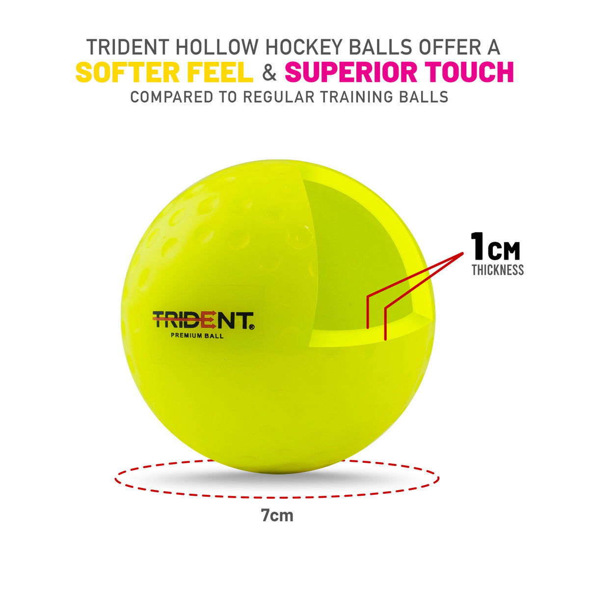 Trident Premium Dimple Hockey Ball - Yellow