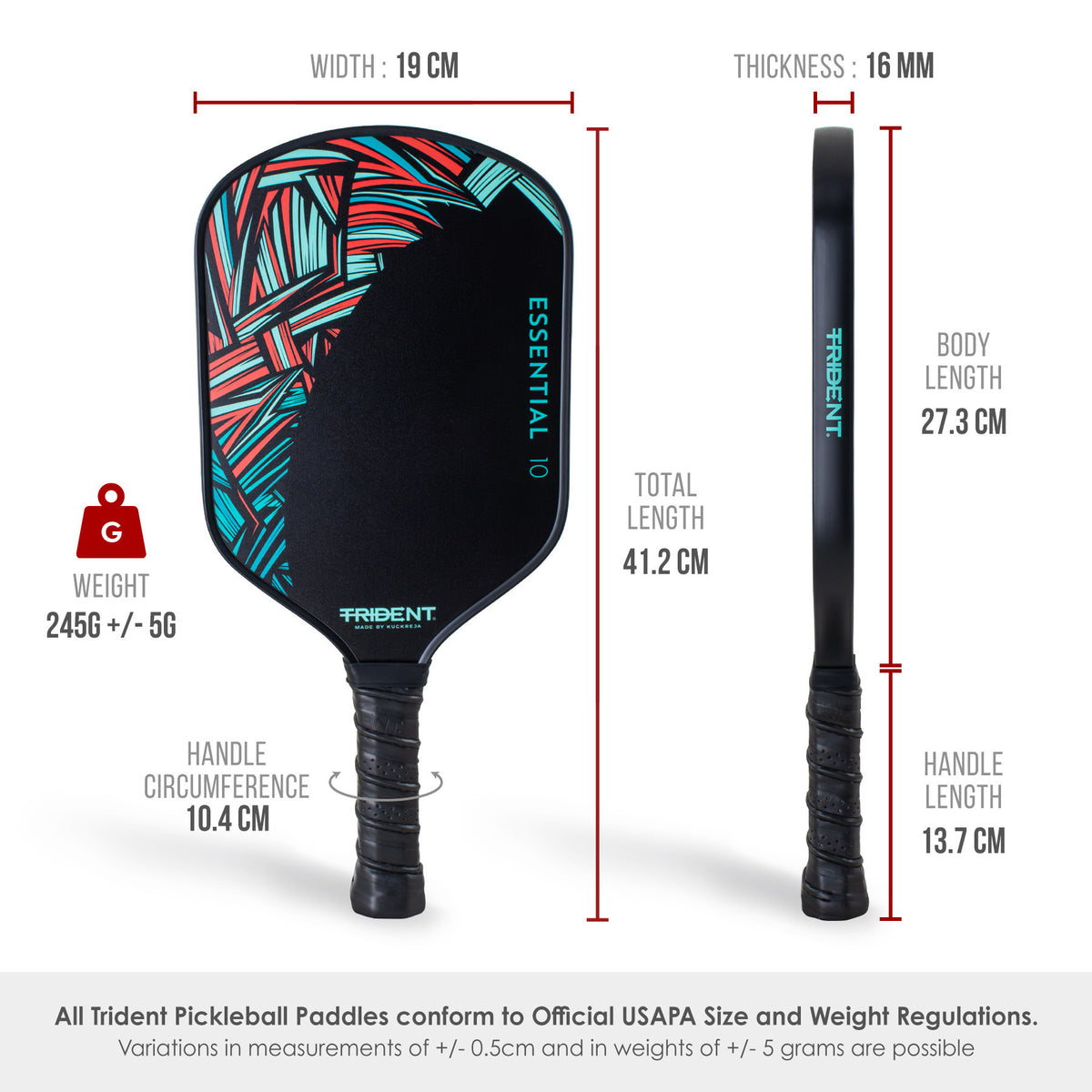 Trident Essential 10 Pickleball Paddle - Jungle Red