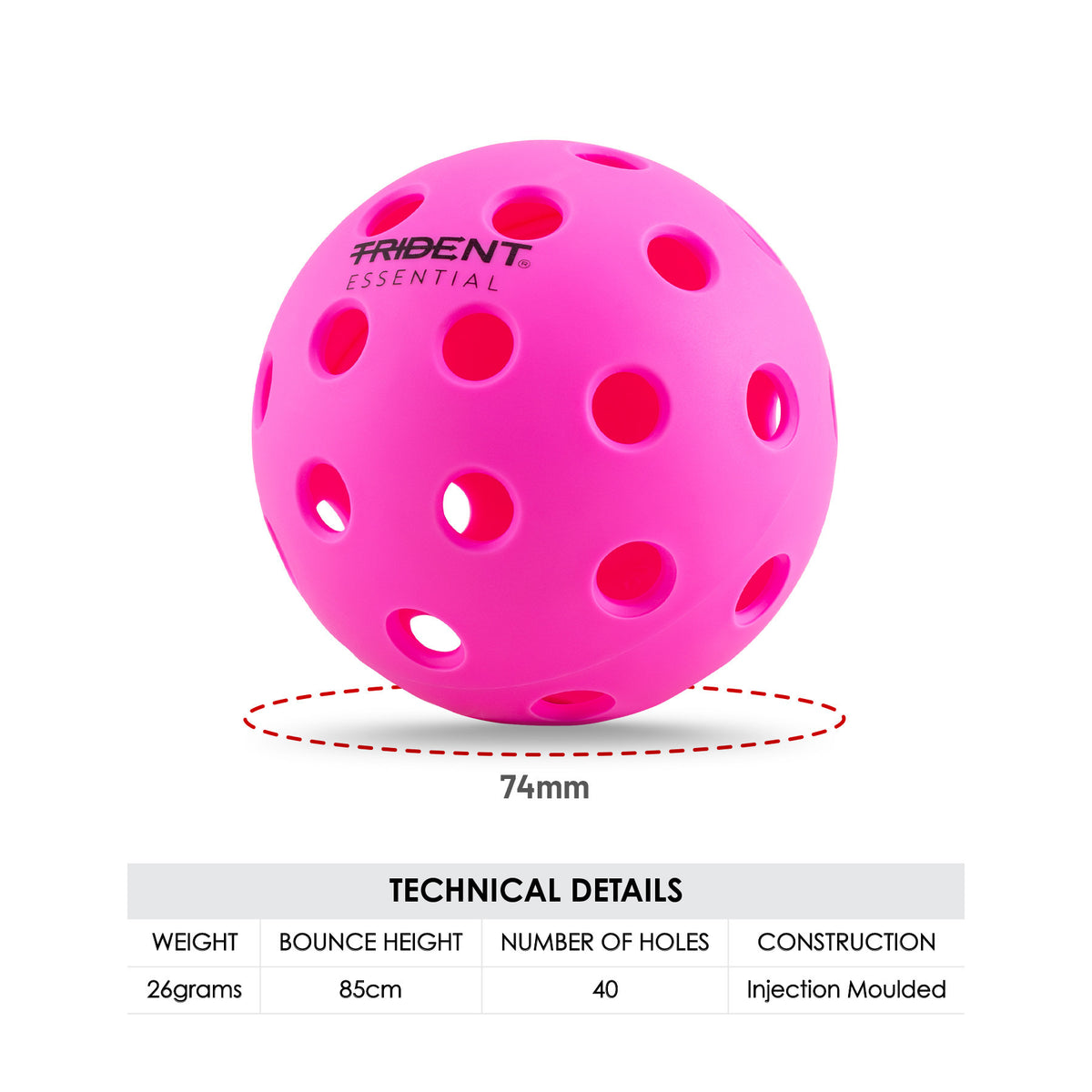 Trident Essential Pickleball Balls - Pink (Set of 4)