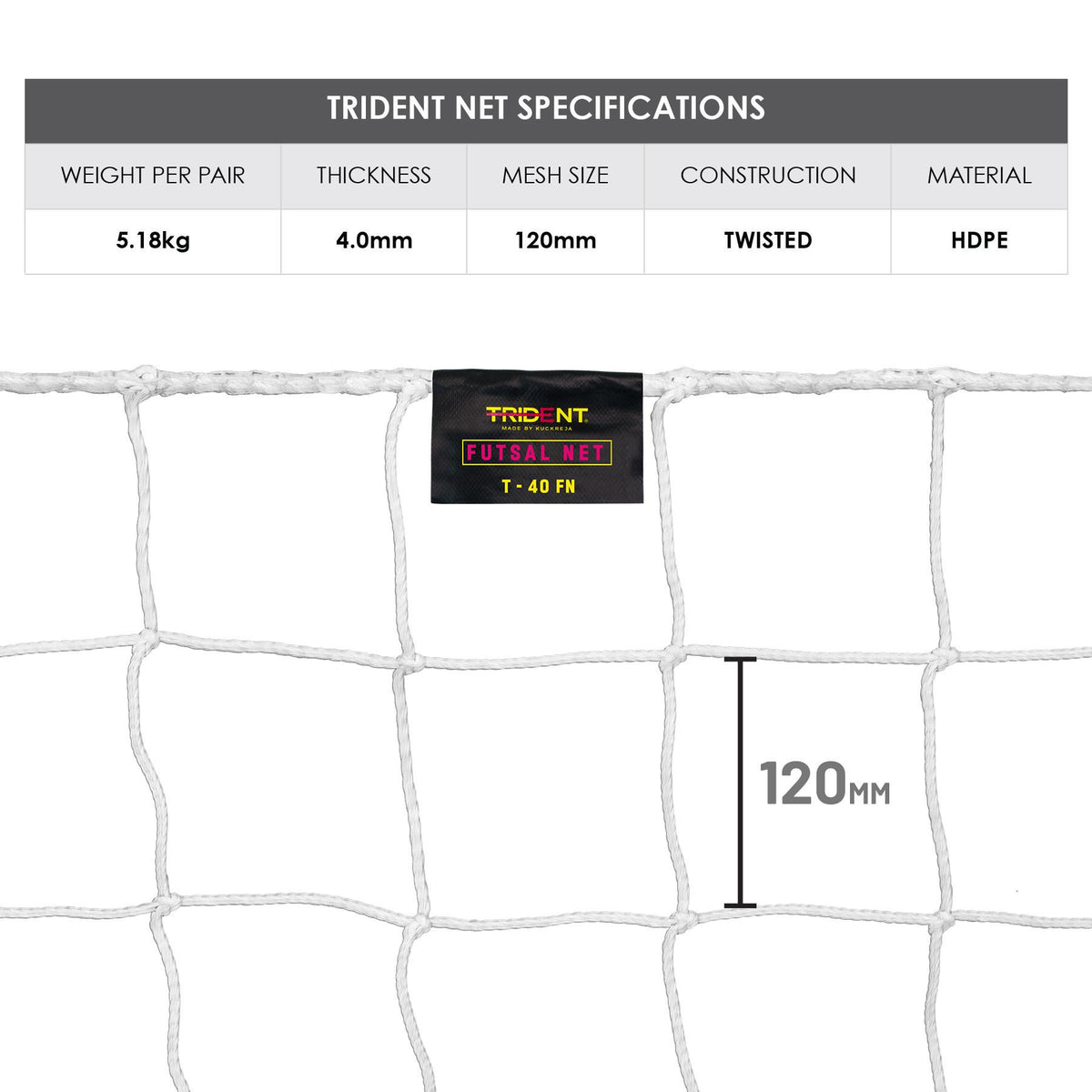 Trident T-40FN Futsal Net (White)