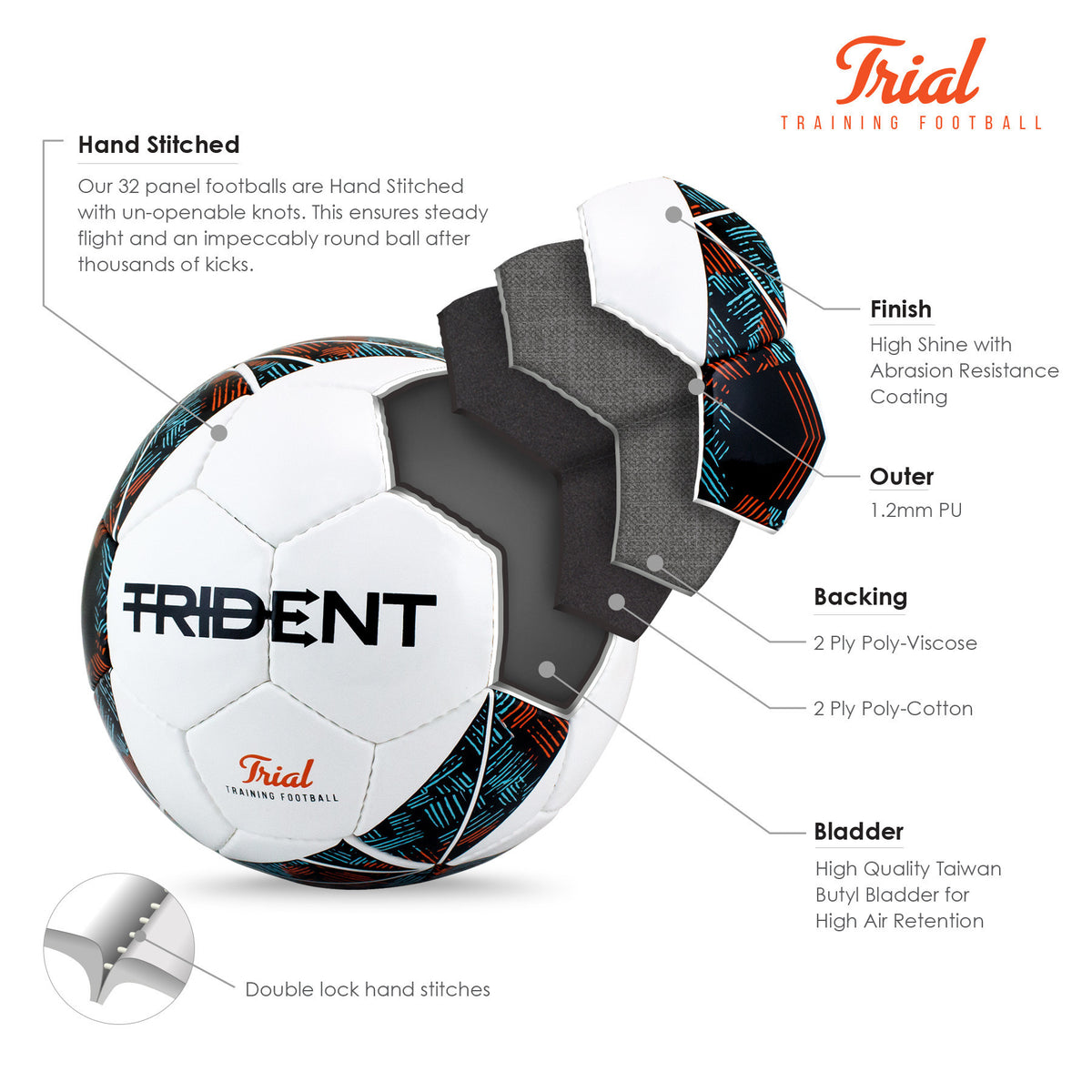 Trident Trial Training Football - Black/Orange (Size 5)