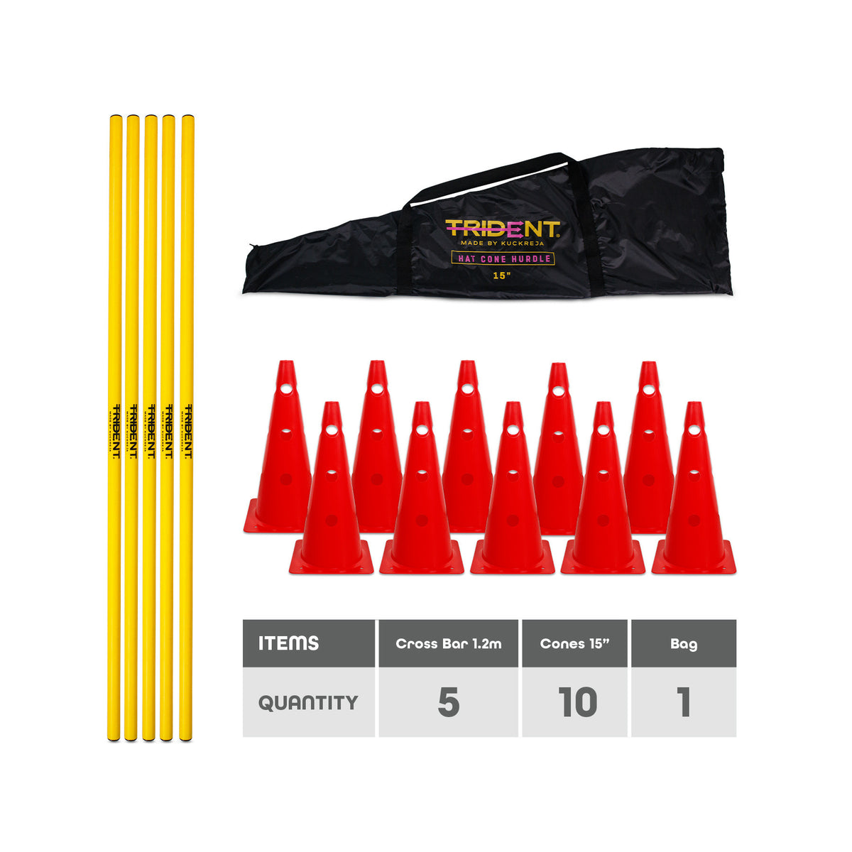 Trident Hat Cone Hurdle Set - 15" (Red)