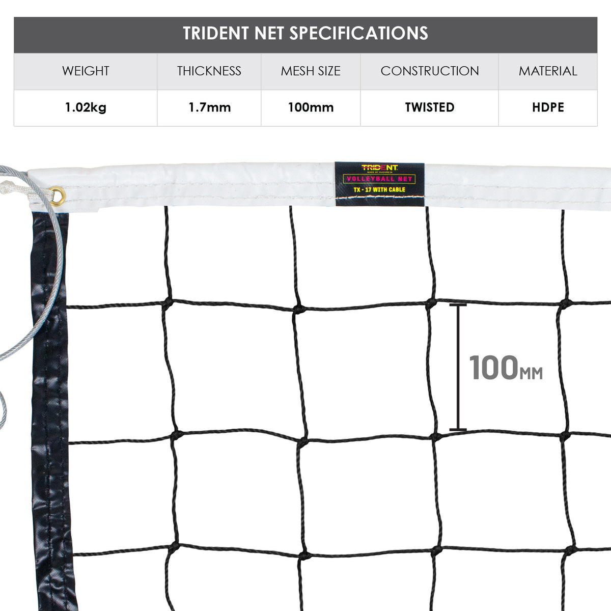 Trident TX-17 Volleyball Net with Cable