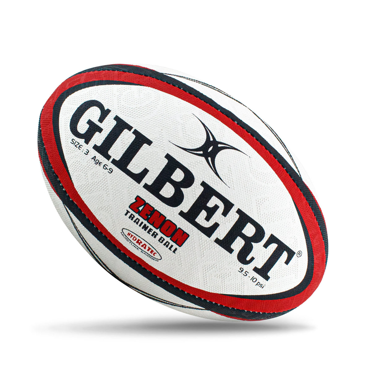 Gilbert Zenon Rugby Ball - Red (Size 5, 4, 3)