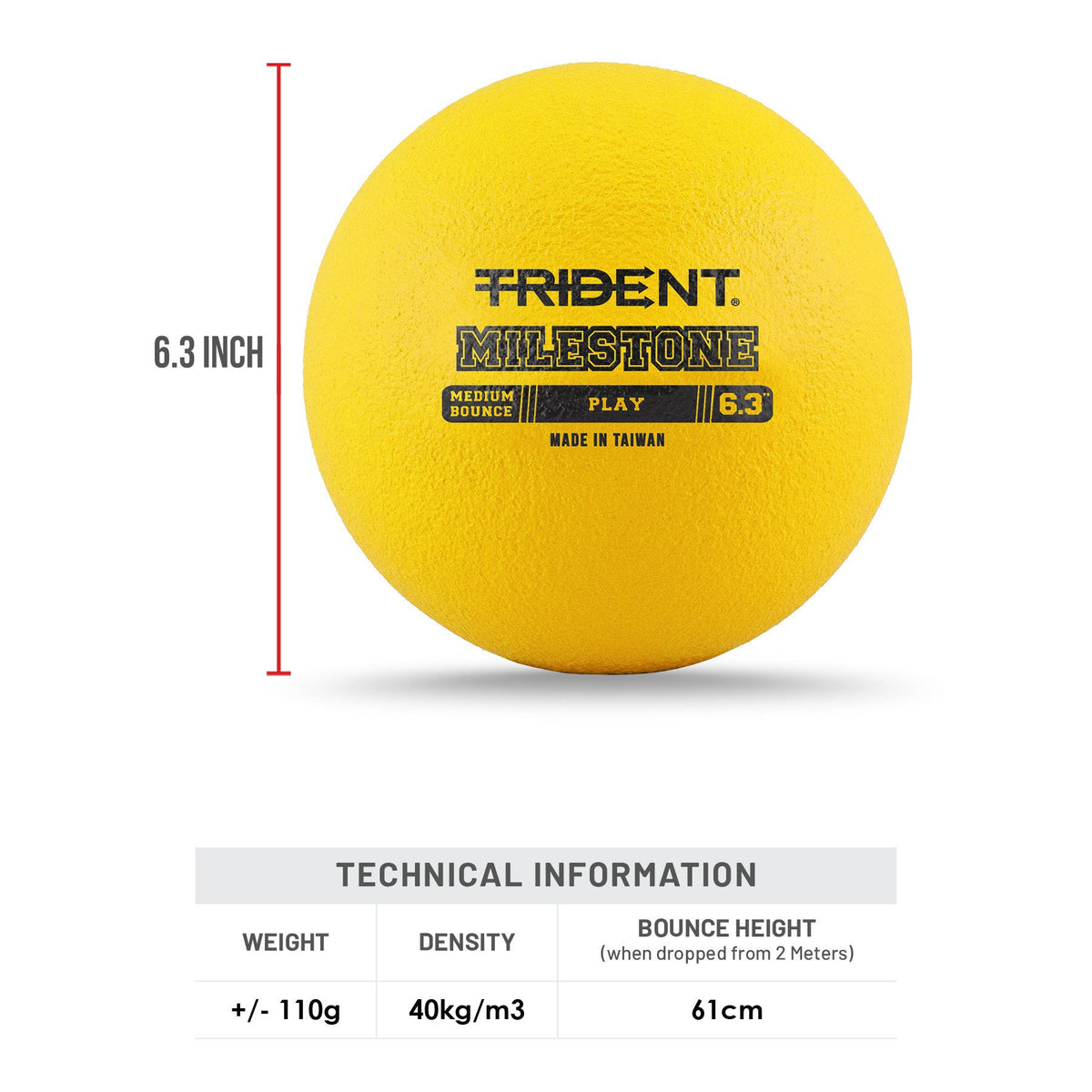 Trident Milestone Play Foam Ball - Yellow (6.3")