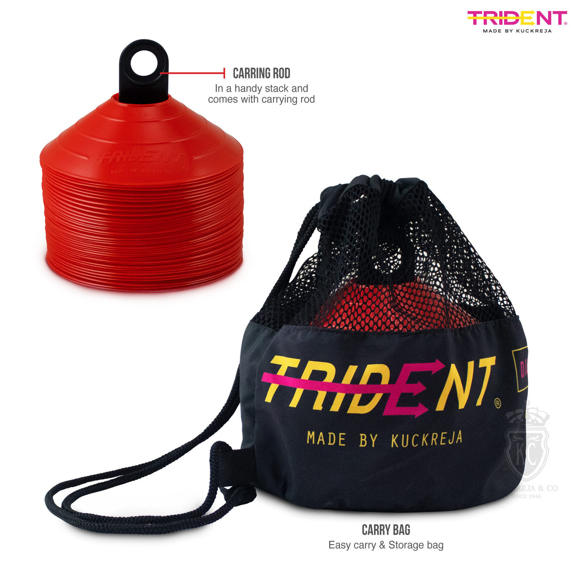 Trident Premium Disco Cone Set - 40 Pieces (Red)