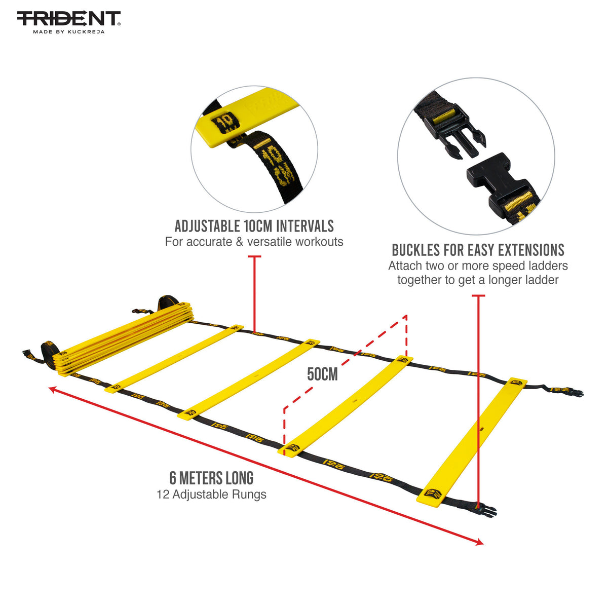 Trident Master Premium Speed Ladder - 6M (Yellow/Black)