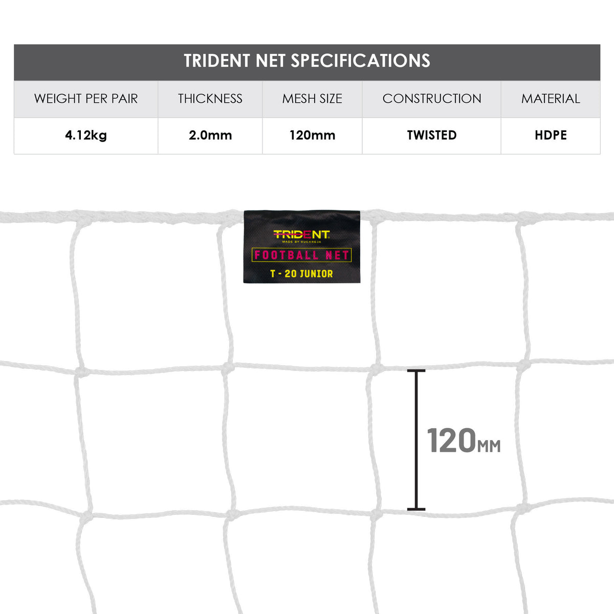Trident T-20 Junior Football Net (White)