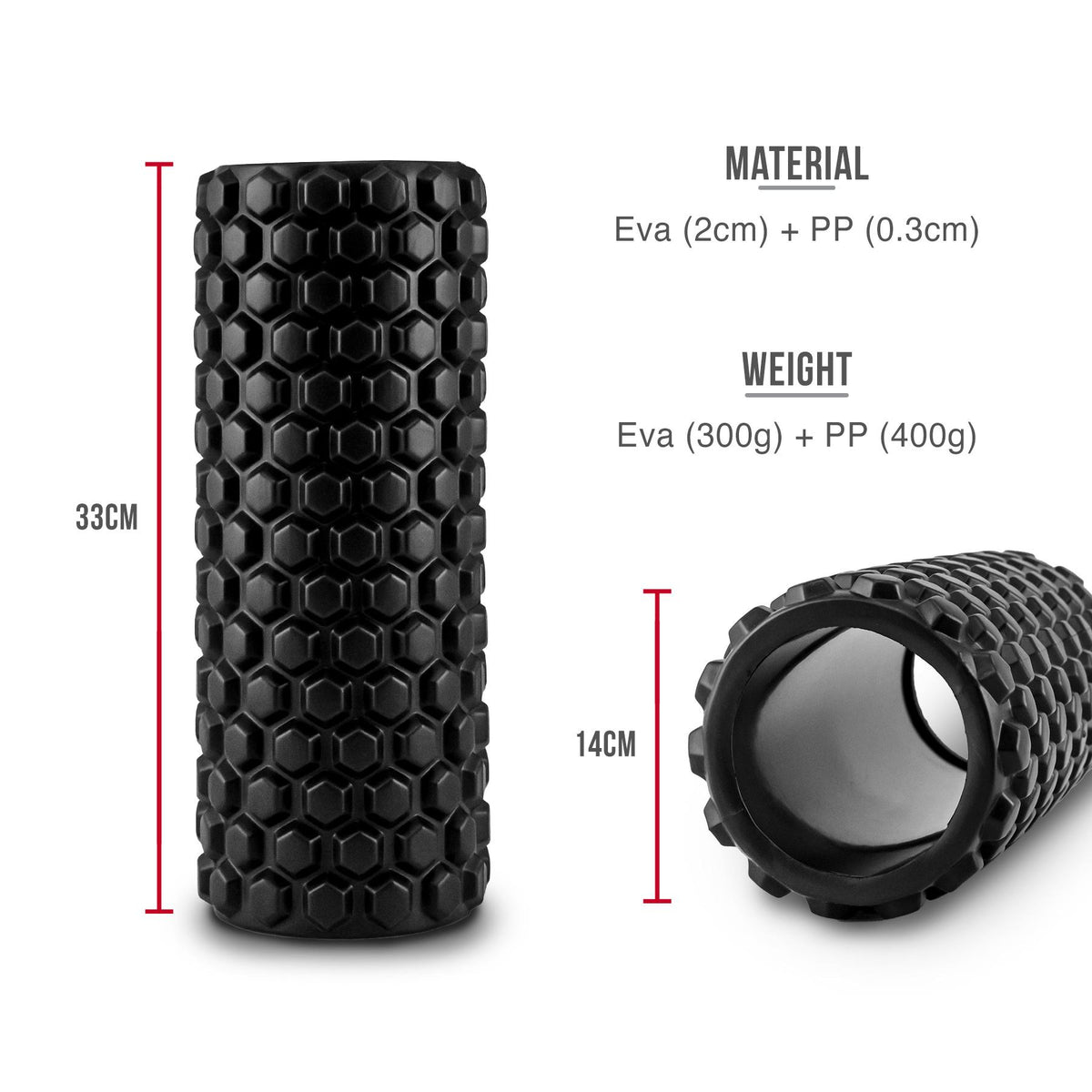 Trident Master 360 Hex Yoga Roller - Black (33 x 14cm)