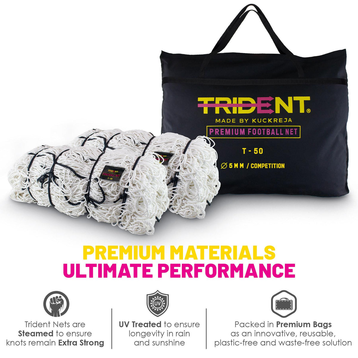 Trident T-50 Braided Football Net (White)