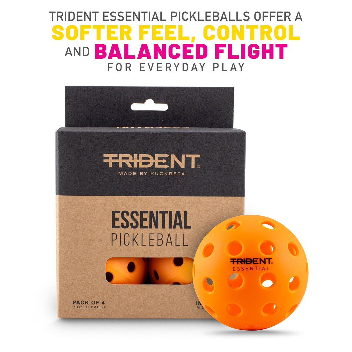 Trident Essential Pickleball Balls - Orange (Set of 4)