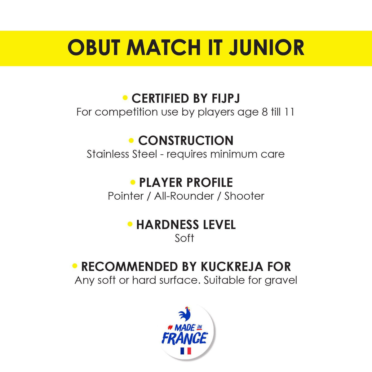 Obut Petanque Boules Match IT Junior - Minimes