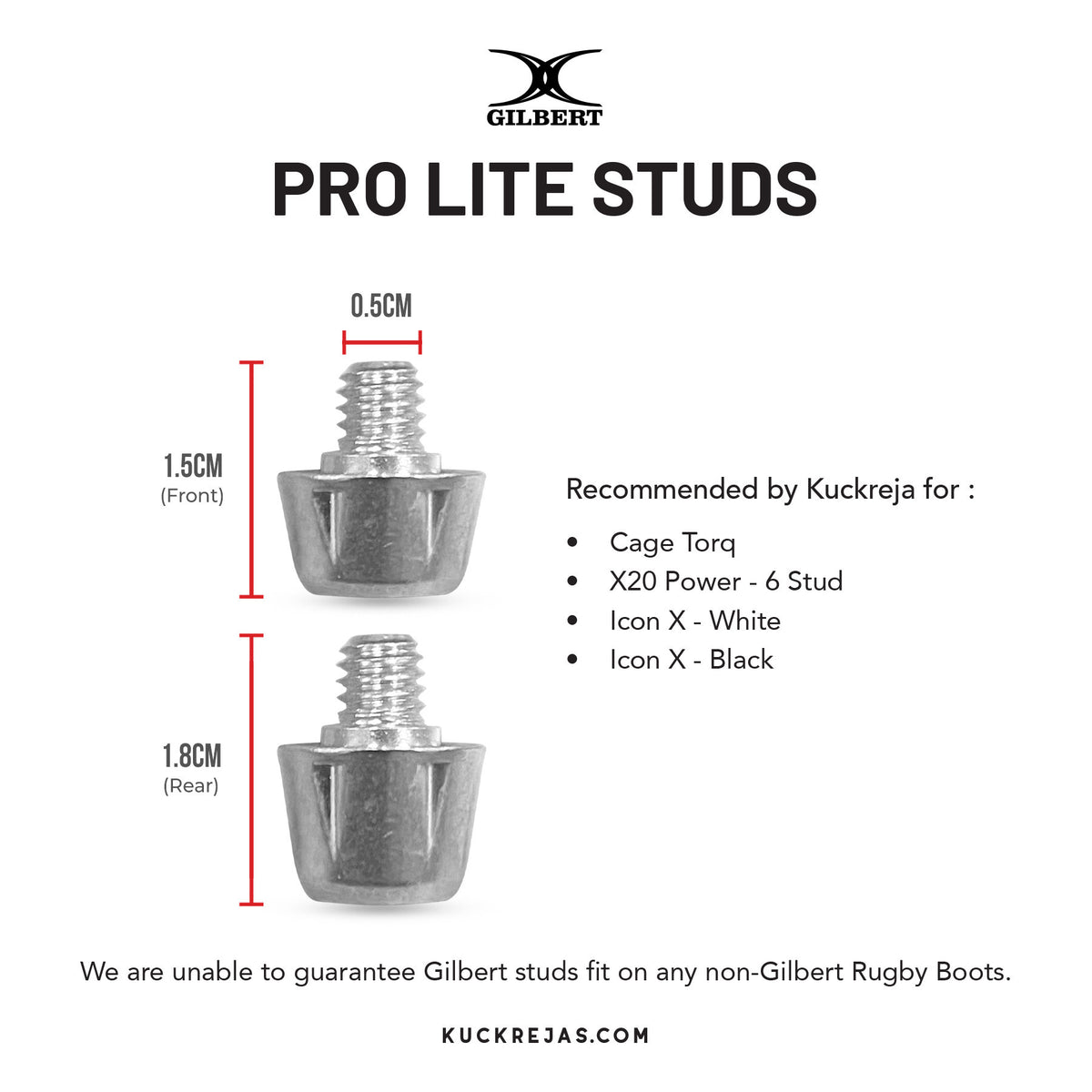 Gilbert Pro Lite Rugby Studs (Set of 12)